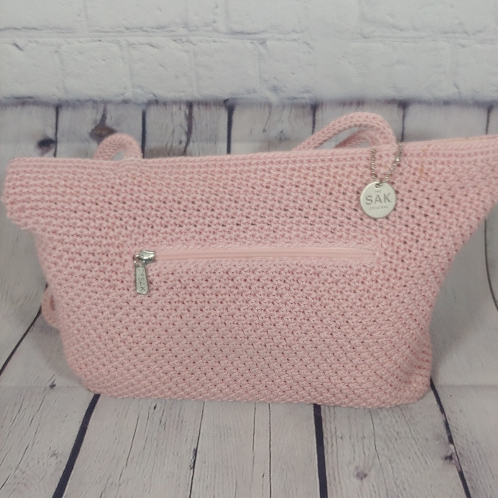 The Sak Pink Crochet Hobo Bag